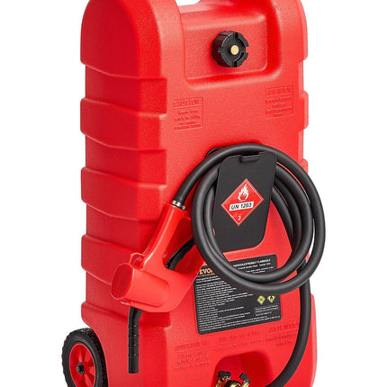 15-Gallon Fuel Caddy With Wheels, Hand Pump, 10 ft Hose
