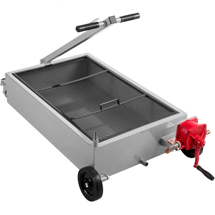 15 Gallon Low Profile Oil Drain Pan with Pump, Hose, Casters