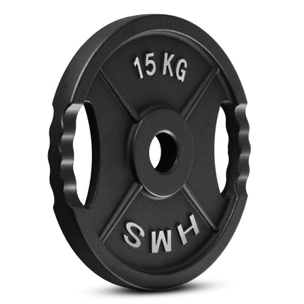 Olympijský kotouč 15 Kg s úchyty, černý
