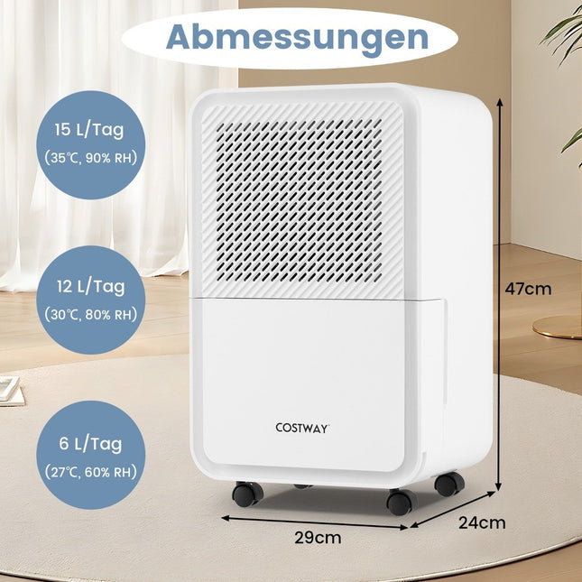 15L Haushaltsluftentfeuchter – 4 Modi, 24-Stunden-Timer, Leiser Betrieb