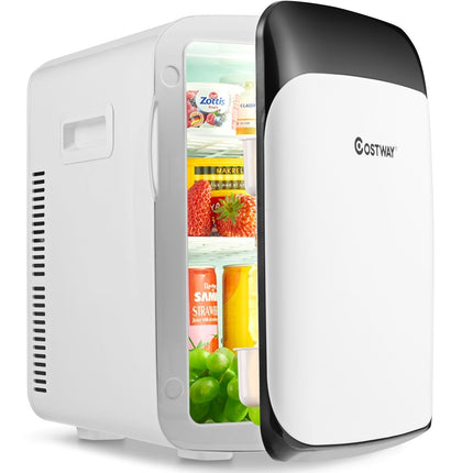 15L Mini Fridge 2 in 1 Cooling and Heating Function Portable Freezer Drinks Cooler 38cm x 33cm x 27cm White Energy Class E