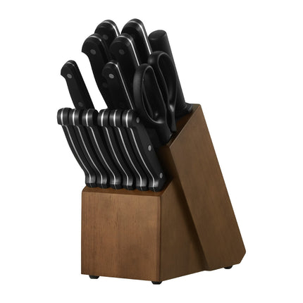 15-Piece Kitchen Knife Set With Wooden Block, Sharpener
