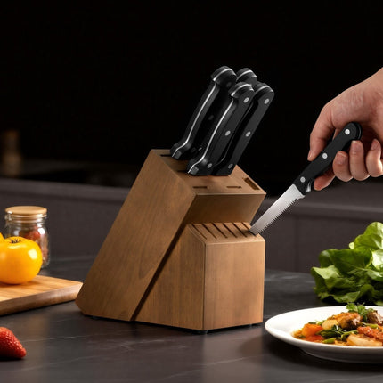 15-Piece Kitchen Knife Set With Wooden Block, Sharpener