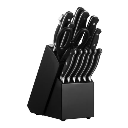 15-Piece Kitchen Knife Set with Block and Sharpener