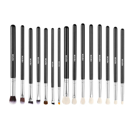 15-Piece Makeup Brush Set, Vegan Synthetic, Wood Handle