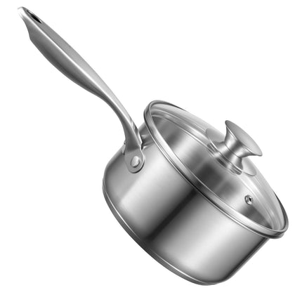 1.5 Qt Saucepan With Steamer, Stainless Steel, Glass Lid