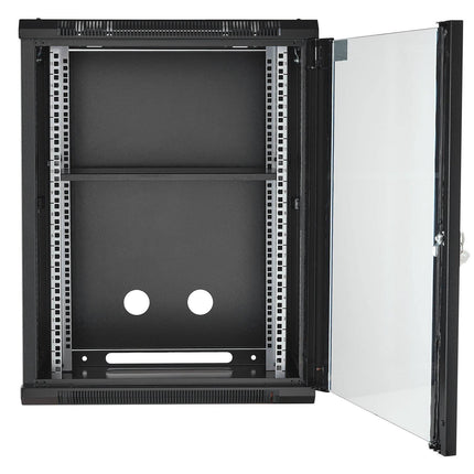 15U Wall Mount Network Rack Cabinet, 18-Inch Deep, Locking Glass Door