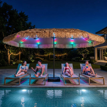 15 x 9 FT Double-Sided Patio Umbrella with Lights & Base
