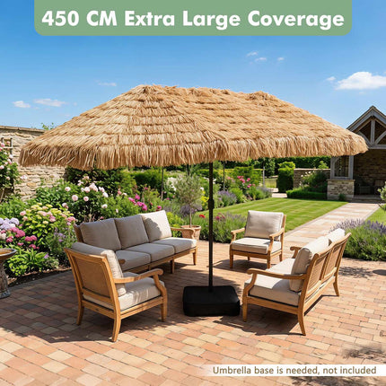 15 x 9 FT Double-Sided Tiki Patio Umbrella, Brown