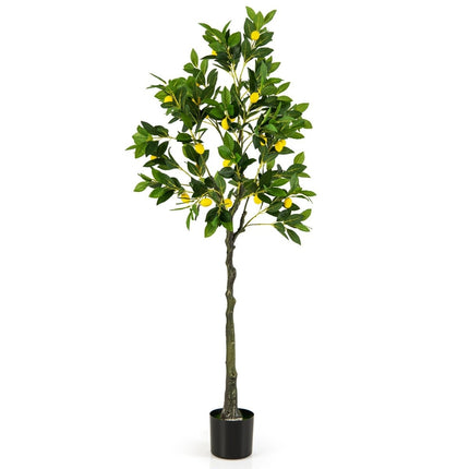 Umělý citroník 160 cm s květináčem a 27 citrony, umělá citrusová rostlina