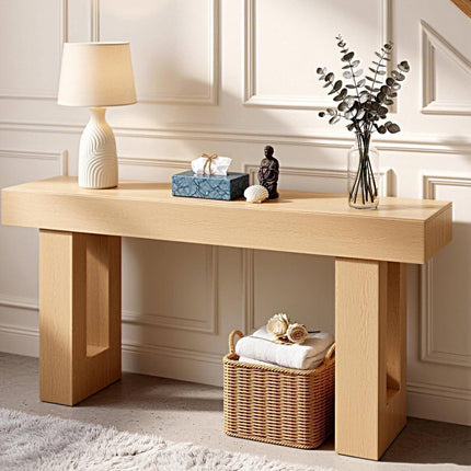 160 cm Farmhouse Console Table, Narrow Sofa Table With Storage