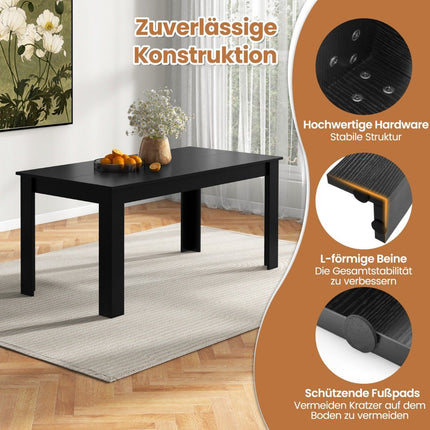 160 cm long extendable dining table, modern kitchen table with space for up to 8 people