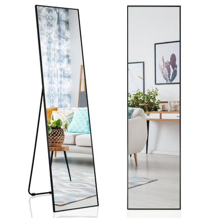 160 x 40 cm full-length mirror 2 in 1 standing mirror & wall mirror made of shatterproof glass black