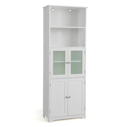 Vysoká koupelnová skříňka 163 cm, volně stojící úložná skříňka 60 x 30 x 163 cm, bílá
