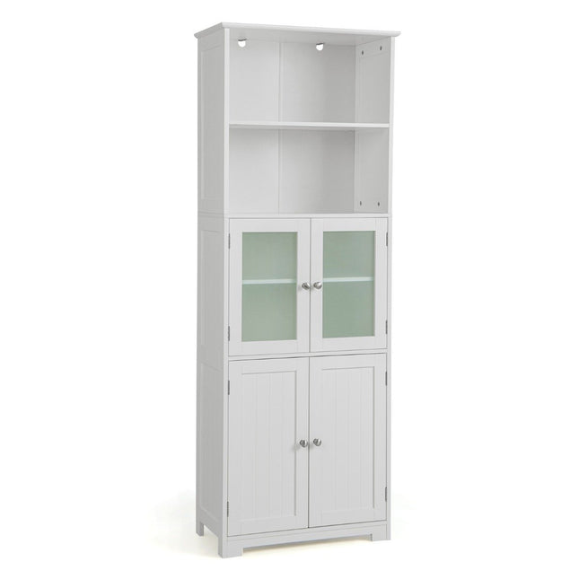 163 cm hoge badkamerkast, vrijstaande opbergkast, 60 x 30 x 163 cm, wit