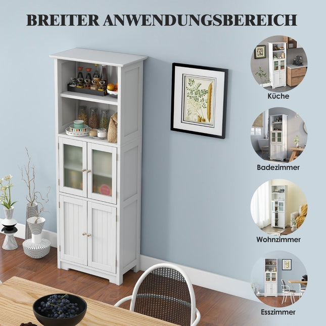 163 cm hoge badkamerkast, vrijstaande opbergkast, 60 x 30 x 163 cm, wit