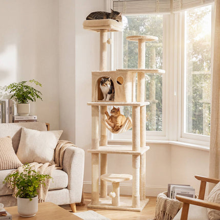 168 cm Multi-Level Cat Tower with Hammock and Condo