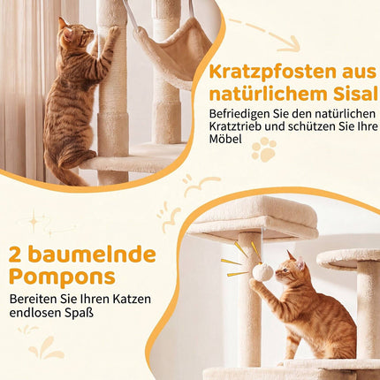 168 cm Multi-Level Cat Tower with Hammock and Condo