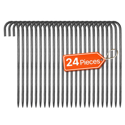 16-Inch J-Hook Rebar Stakes, Galvanized, 24-Pack