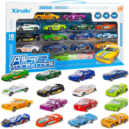 16-Piece Colorful Metal Spring Cars Set for Kids
