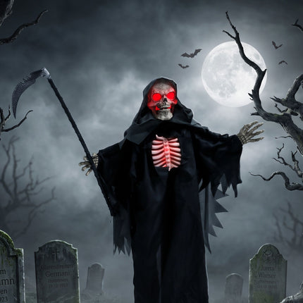 170 cm Animated Grim Reaper Halloween Decor with Lights