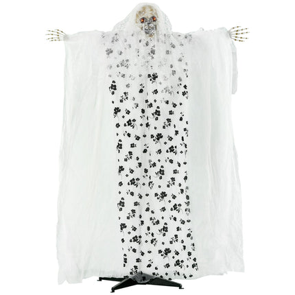Halloweenská závěsná kostra nevěsty ducha, 175 cm, svítící oči