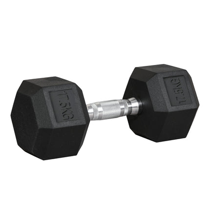 Hexagonální pogumované činky 17.5 kg, černá litina, pro silový trénink
