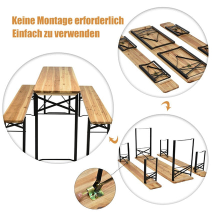 Pivní set 178cm, skládací piknikový stůl s lavicemi, 3 díly