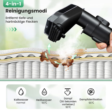 1800W Polsterreiniger mit Dampf & 4 Reinigungsmodi