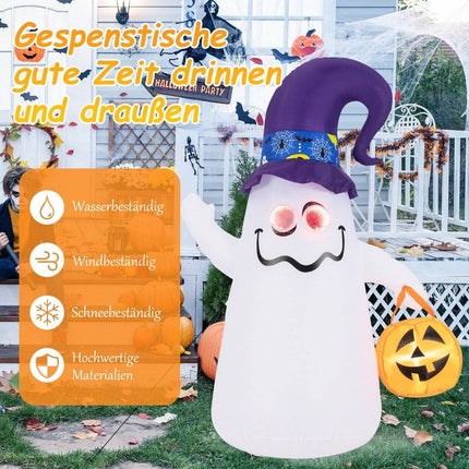 Nafukovací LED halloweenský duch s dýní 180CM, strašidelná venkovní dekorace