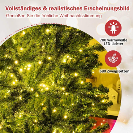 Umělý vánoční stromek 180 cm se 700 LED světly