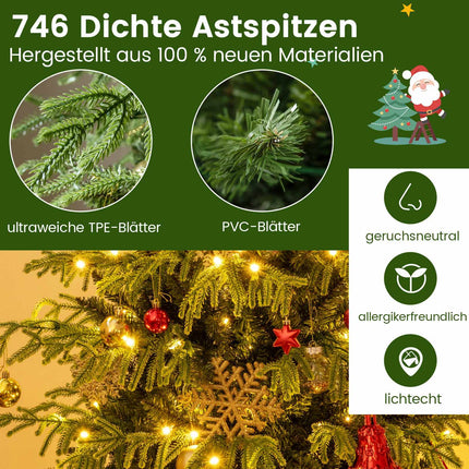 Umělý vánoční stromek 180 cm s LED světly