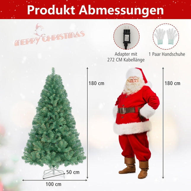 Umělý vánoční stromek 180 cm s LED světly, zelený
