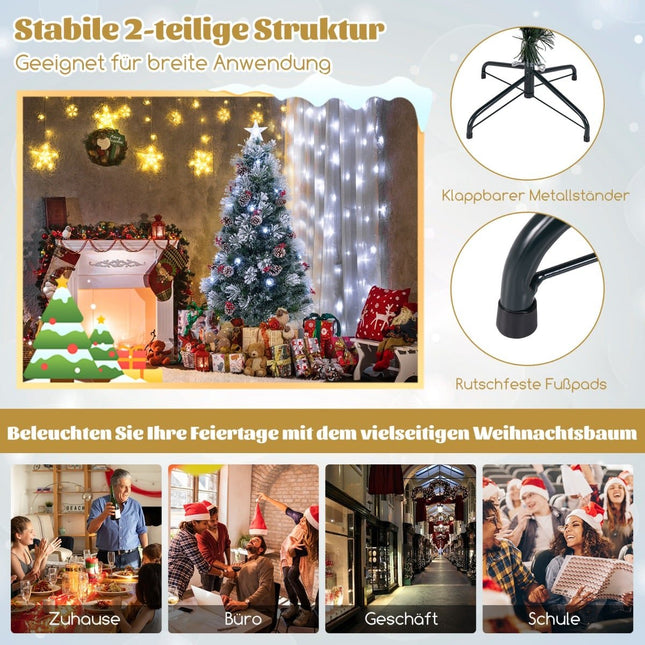 Umělý vánoční stromek 180 cm s osvětlením a sněhem