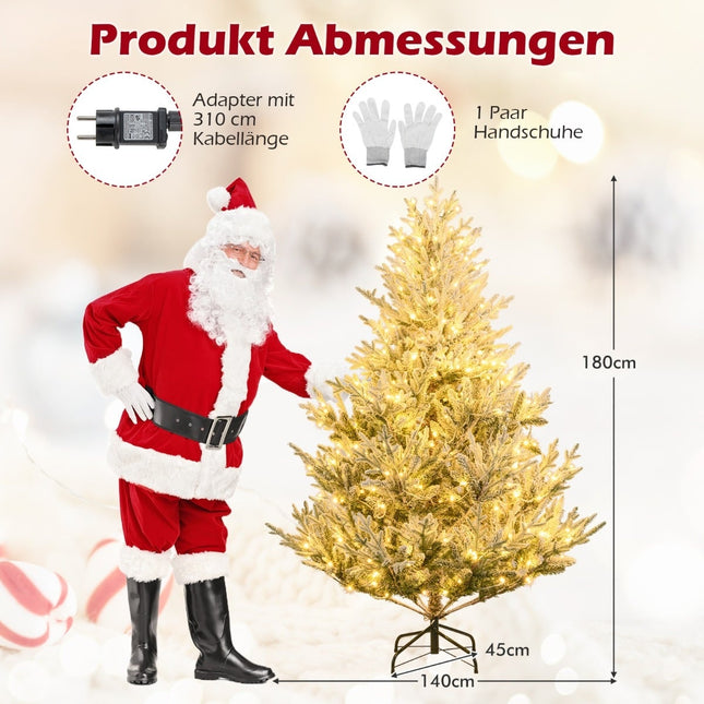 Umělý vánoční stromek 180 cm s osvětlením a sněhem