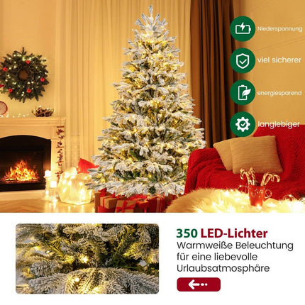 Umělý vánoční stromek 180 cm se sněhem a 350 LED světly
