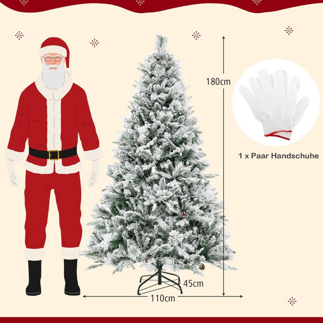 Umělý vánoční stromek 180 cm se sněhem, 8 světelných režimů