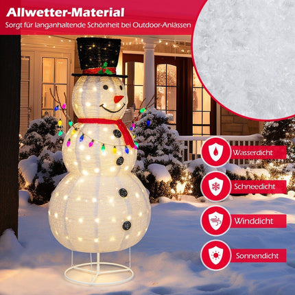 Svítící LED sněhulák 180 cm, vánoční figura se 180 teple bílými LED