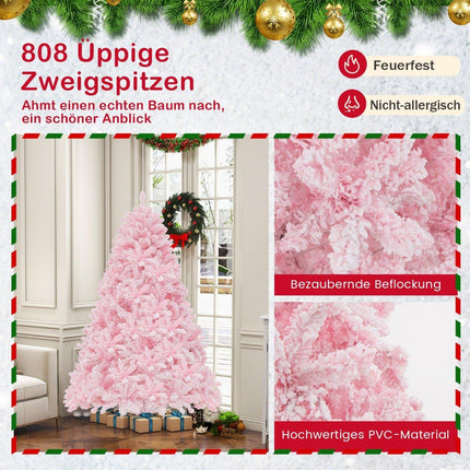 Velký zasněžený umělý vánoční stromek 180cm s 808 PVC větvičkami, 350 LED světly a 8 světelnými režimy