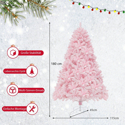 Velký zasněžený umělý vánoční stromek 180cm s 808 PVC větvičkami, 350 LED světly a 8 světelnými režimy