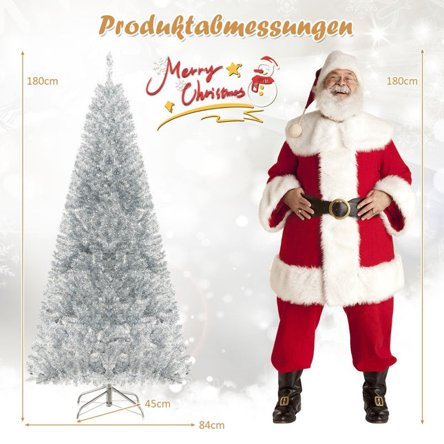 180 cm potloodvormige kerstboom met warmwitte led-lampjes, slanke kerstboom