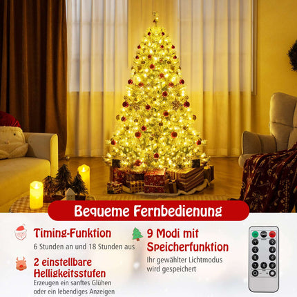 Umělý vánoční stromek 180 cm s předinstalovanými světly, 350 LED