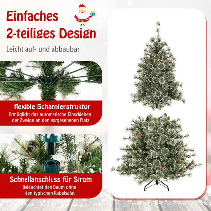 Umělý vánoční stromek 180 cm s předinstalovanými světly, 350 LED