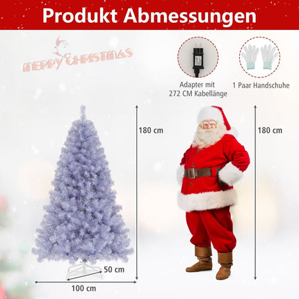 Umělý vánoční stromek 180 cm s předinstalovanými fialovými LED světly