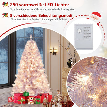 Umělý vánoční stromek 180 cm s předinstalovanými fialovými LED světly
