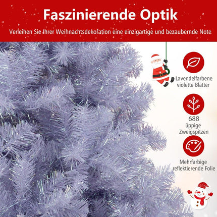 Umělý vánoční stromek 180 cm s předinstalovanými fialovými LED světly