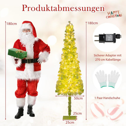 Zasněžený umělý vánoční stromek 180 cm s předinstalovanými LED světly