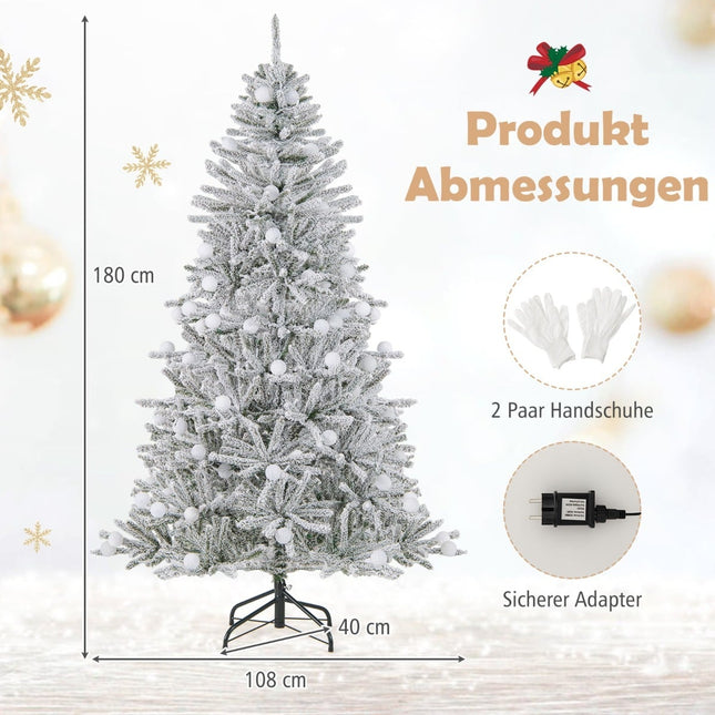 Zasněžený umělý vánoční stromek 180 cm, 250 LED