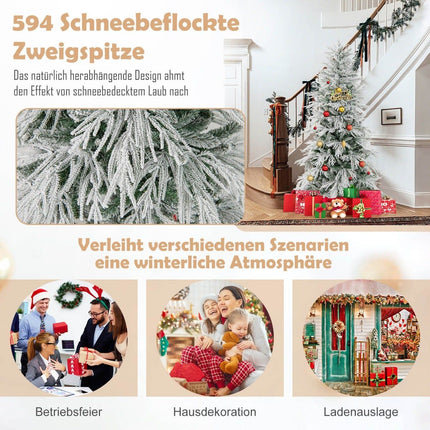 180 cm Snow-Flocked Pre-Lit Christmas Tree, 250 LEDs