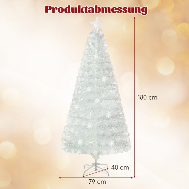 Bílý umělý vánoční stromek 180 cm s LED světly